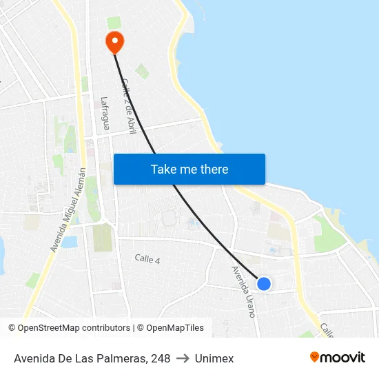 Avenida De Las Palmeras, 248 to Unimex map