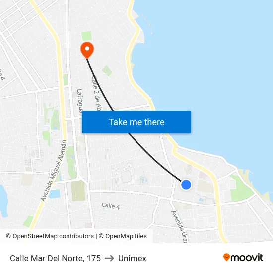 Calle Mar Del Norte, 175 to Unimex map