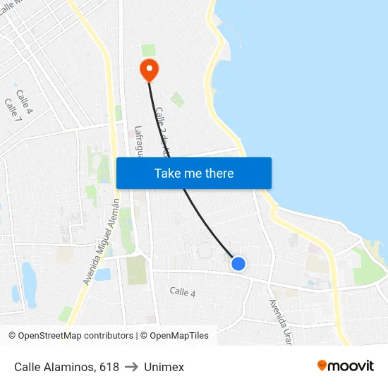 Calle Alaminos, 618 to Unimex map