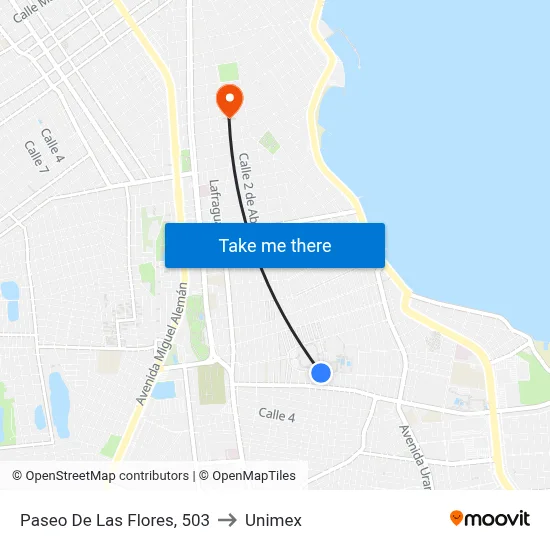 Paseo De Las Flores, 503 to Unimex map