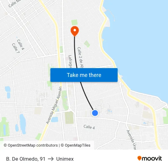 B. De Olmedo, 91 to Unimex map