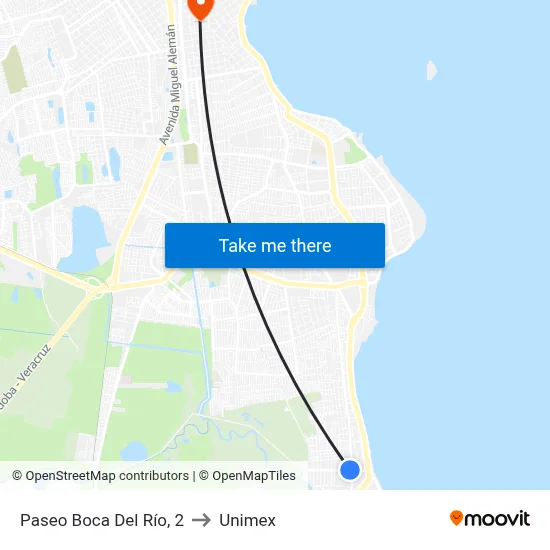 Paseo Boca Del Río, 2 to Unimex map