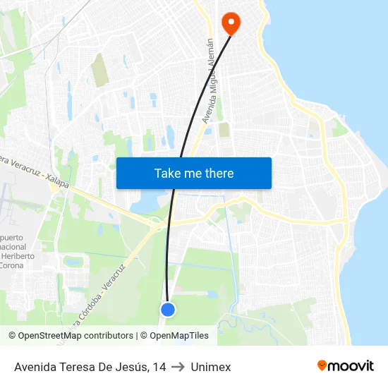 Avenida Teresa De Jesús, 14 to Unimex map