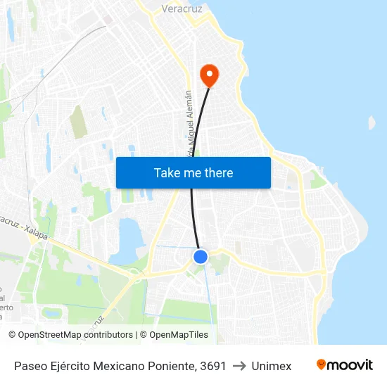 Paseo Ejército Mexicano Poniente, 3691 to Unimex map