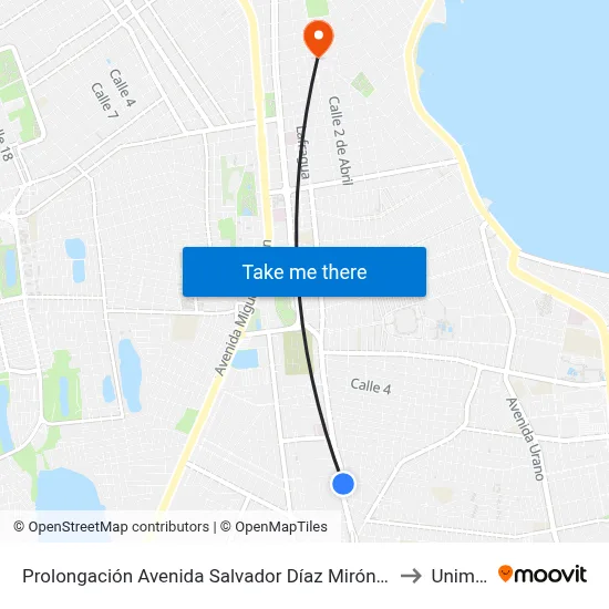 Prolongación Avenida Salvador Díaz Mirón 4751 to Unimex map