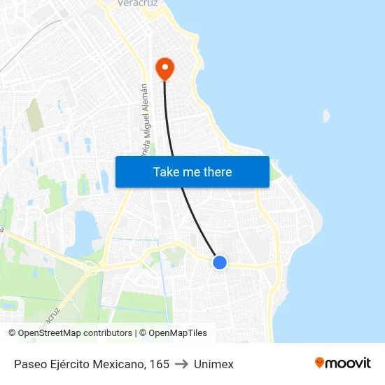 Paseo Ejército Mexicano, 165 to Unimex map