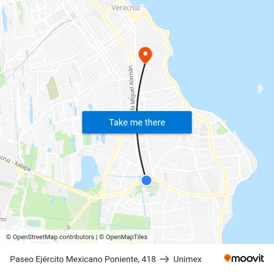 Paseo Ejército Mexicano Poniente, 418 to Unimex map