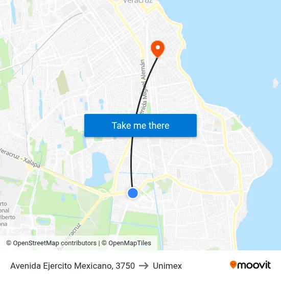 Avenida Ejercito Mexicano, 3750 to Unimex map