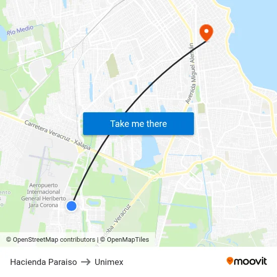 Hacienda Paraiso to Unimex map