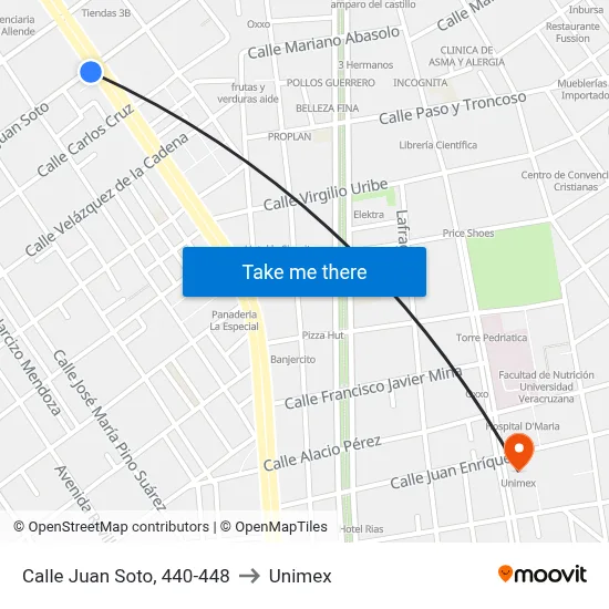 Calle Juan Soto, 440-448 to Unimex map