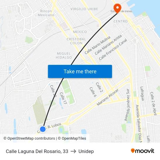 Calle Laguna Del Rosario, 33 to Unidep map