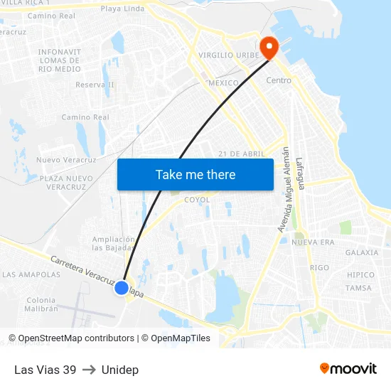 Las Vias 39 to Unidep map