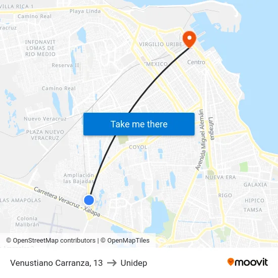 Venustiano Carranza, 13 to Unidep map