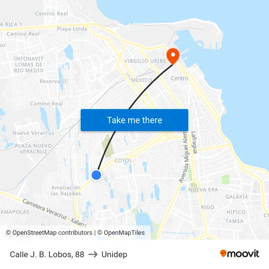 Calle J. B. Lobos, 88 to Unidep map