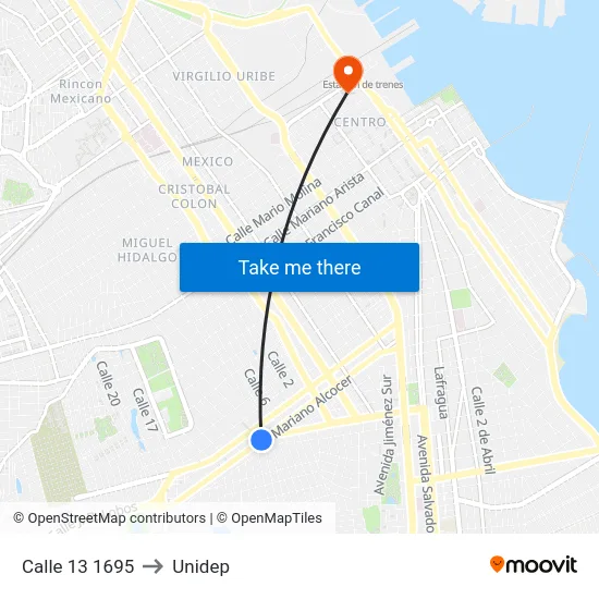 Calle 13 1695 to Unidep map