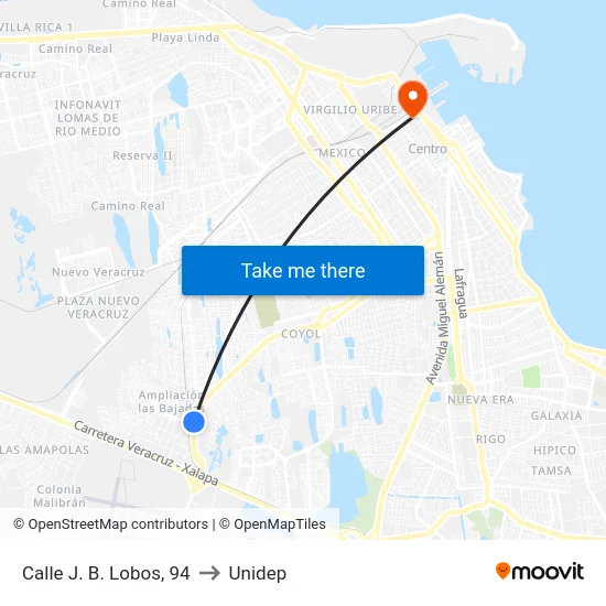 Calle J. B. Lobos, 94 to Unidep map