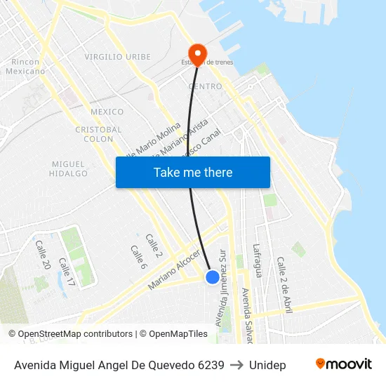Avenida Miguel Angel De Quevedo 6239 to Unidep map