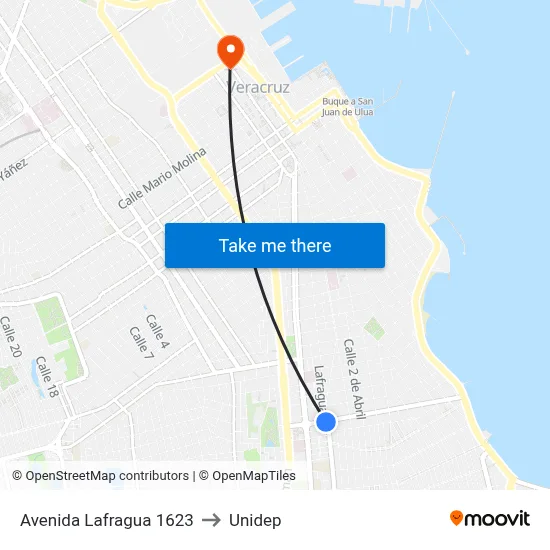 Avenida Lafragua 1623 to Unidep map