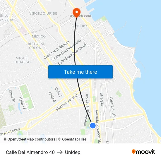 Calle Del Almendro 40 to Unidep map