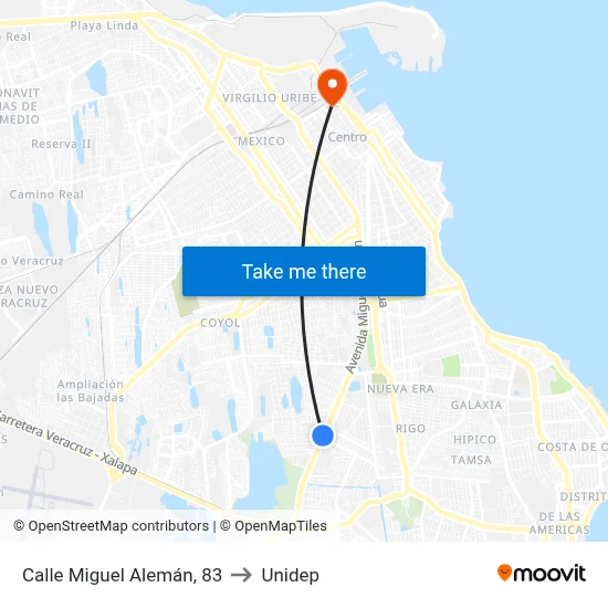 Calle Miguel Alemán, 83 to Unidep map