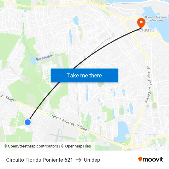 Circuito Florida Poniente 621 to Unidep map