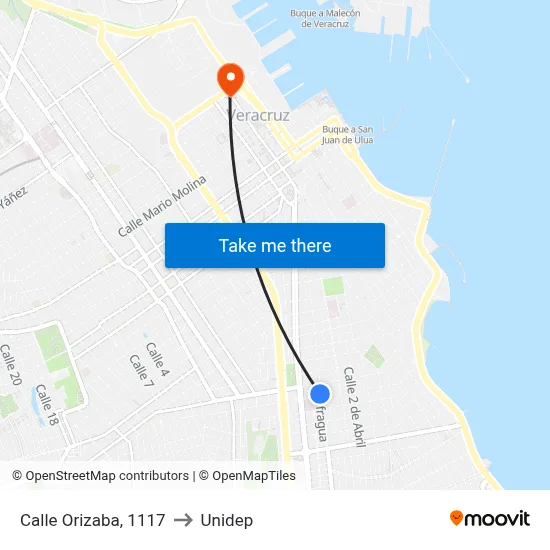 Calle Orizaba, 1117 to Unidep map