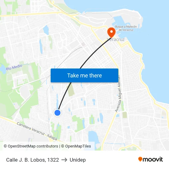 Calle J. B. Lobos, 1322 to Unidep map