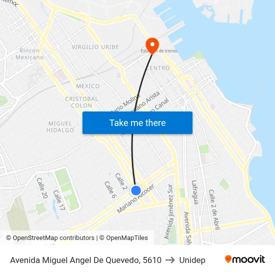 Avenida Miguel Angel De Quevedo, 5610 to Unidep map