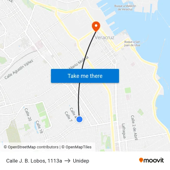 Calle J. B. Lobos, 1113a to Unidep map