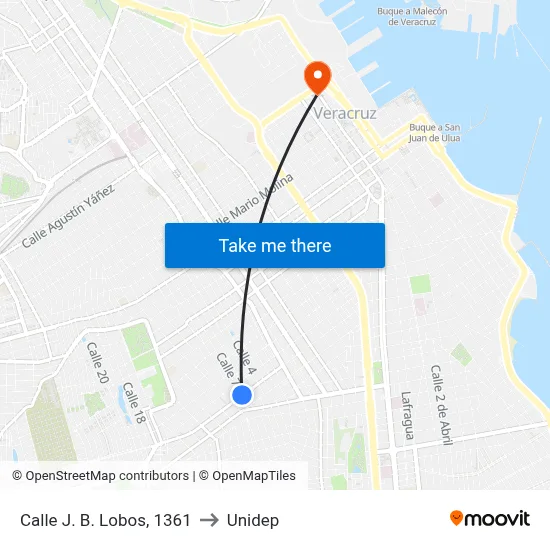 Calle J. B. Lobos, 1361 to Unidep map