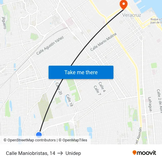 Calle Maniobristas, 14 to Unidep map