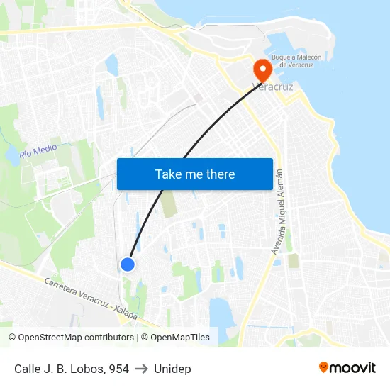 Calle J. B. Lobos, 954 to Unidep map