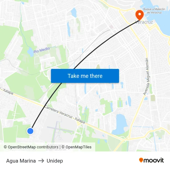 Agua Marina to Unidep map