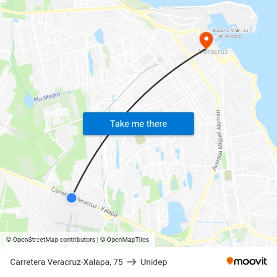 Carretera Veracruz-Xalapa, 75 to Unidep map