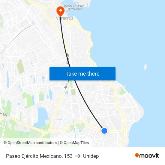 Paseo Ejército Mexicano, 153 to Unidep map