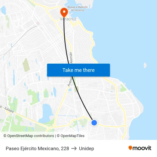 Paseo Ejército Mexicano, 228 to Unidep map