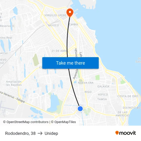 Rododendro, 38 to Unidep map