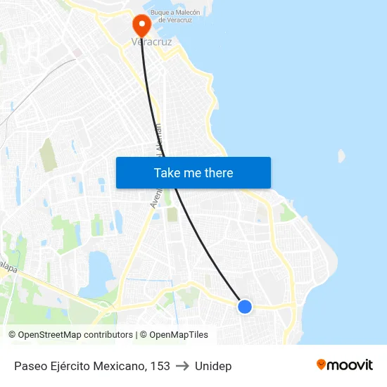 Paseo Ejército Mexicano, 153 to Unidep map