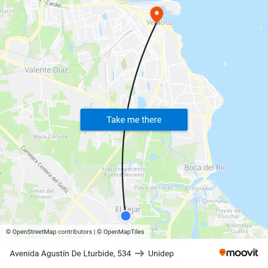 Avenida Agustín De Lturbide, 534 to Unidep map