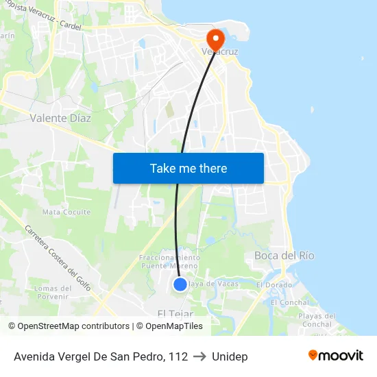 Avenida Vergel De San Pedro, 112 to Unidep map