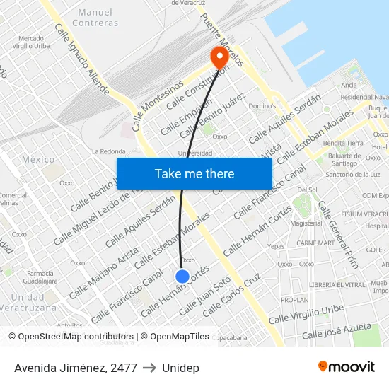Avenida Jiménez, 2477 to Unidep map