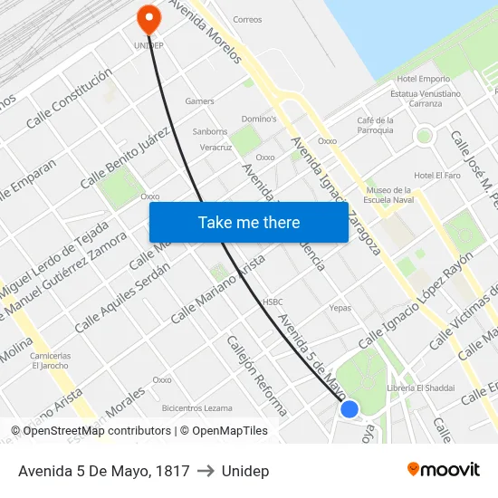 Avenida 5 De Mayo, 1817 to Unidep map