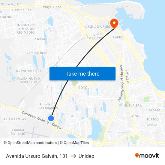 Avenida Ursuro Galván, 131 to Unidep map