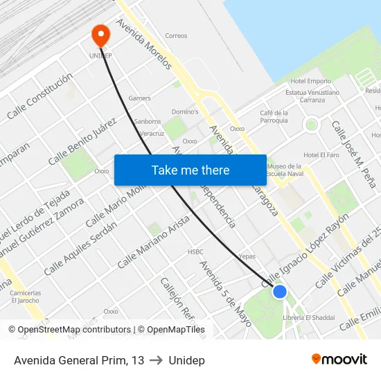 Avenida General Prim, 13 to Unidep map