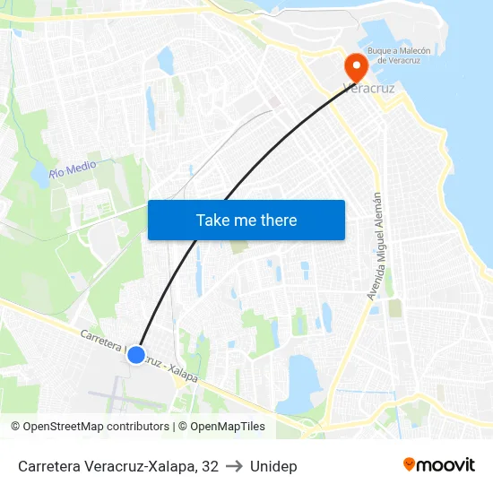 Carretera Veracruz-Xalapa, 32 to Unidep map