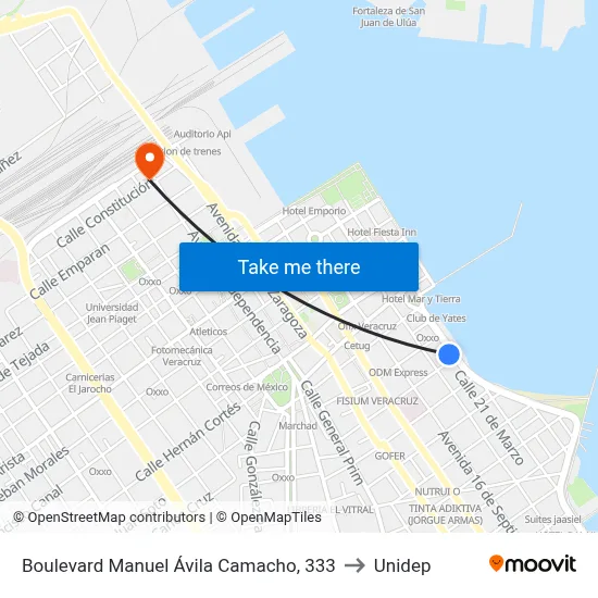 Boulevard Manuel Ávila Camacho, 333 to Unidep map