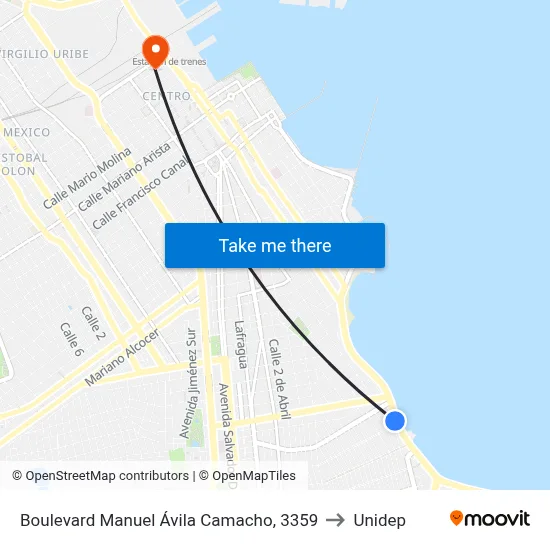 Boulevard Manuel Ávila Camacho, 3359 to Unidep map