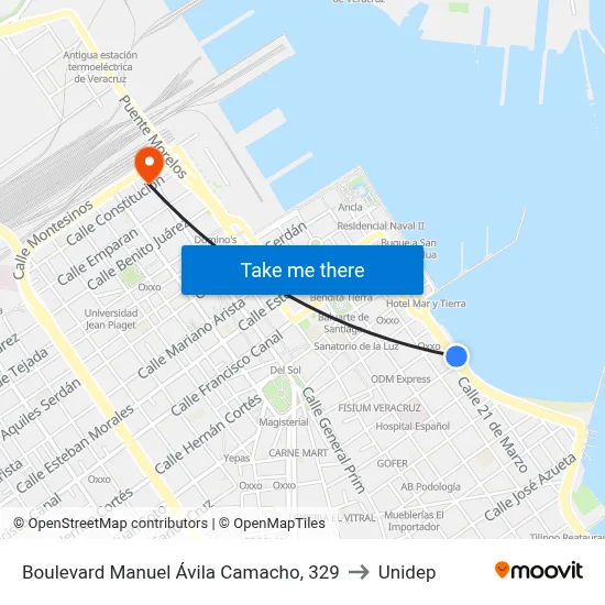 Boulevard Manuel Ávila Camacho, 329 to Unidep map