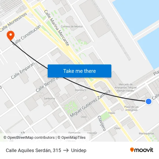 Calle Aquiles Serdán, 315 to Unidep map