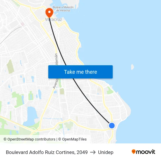 Boulevard Adolfo Ruíz Cortines, 2049 to Unidep map